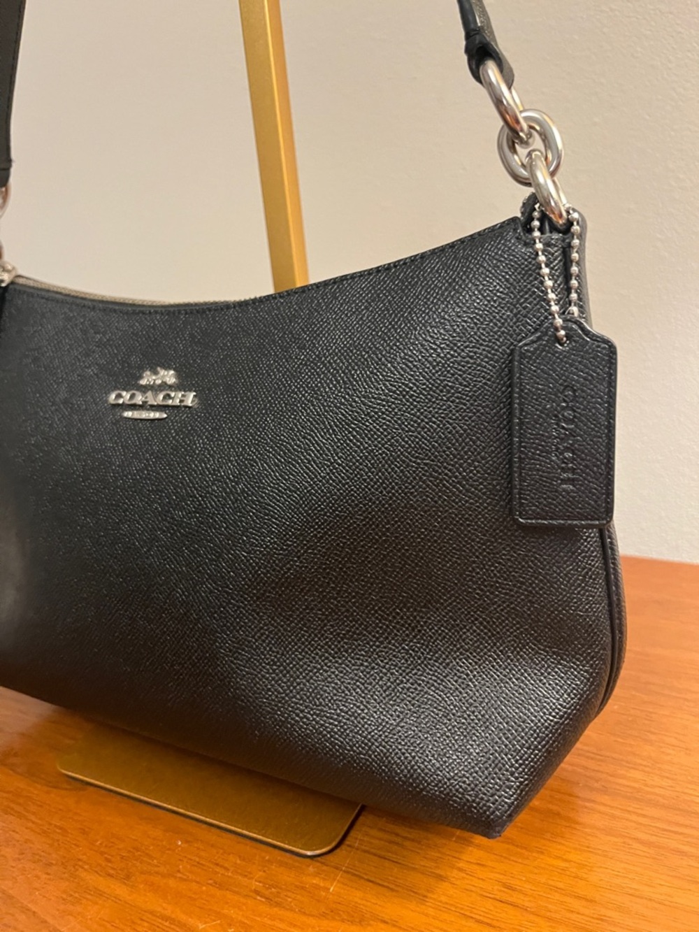 EUC Coach Lewis Black Leather Shoulder Bag with Silver Hardware - Picture 2 of 13